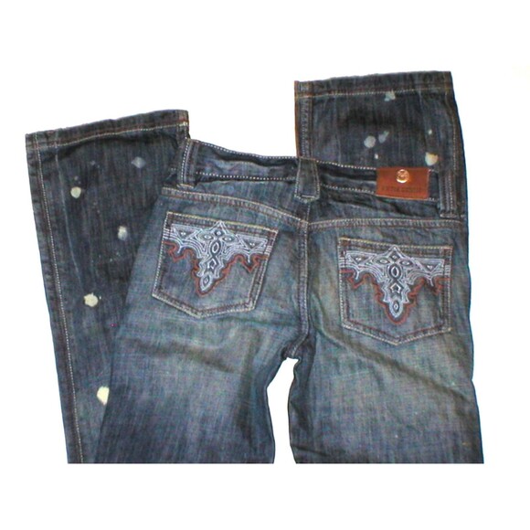 New Girls Jeans 14 $120 NWT Boot Cut Leg 27 X 31.5  Antik Denim Designer Paint - Picture 1 of 4